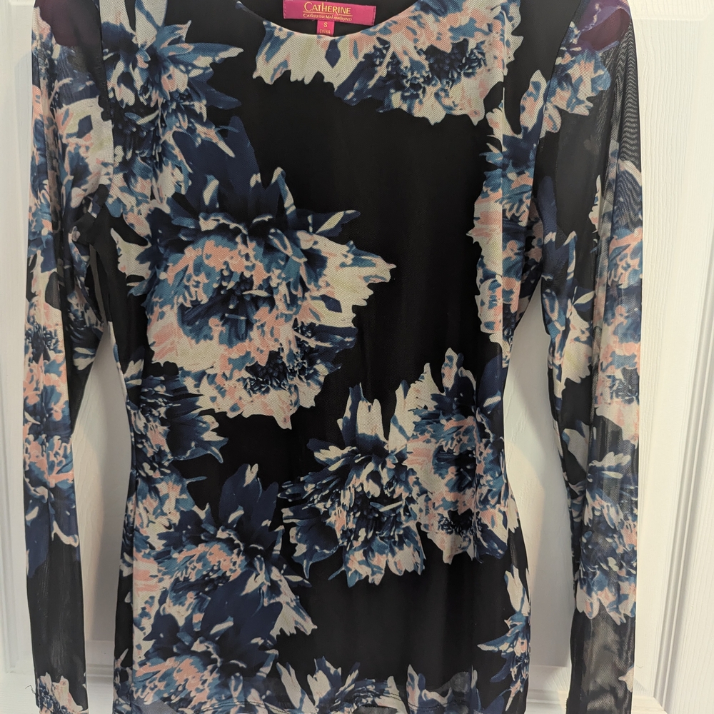 Floral Long Sleeve Mesh Top